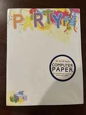 PARTY COMPUTER PAPER 8.5x11 INCHES 42 PIECES OF PAPER VINTAGE 2001 NOS