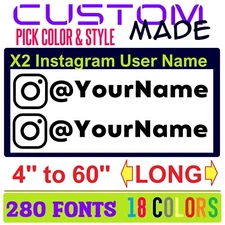 x2 Custom Made Instagram User Name Car Truck Bike Window Vinyl Decal Sticker