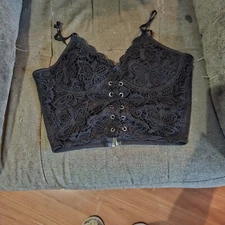 Romwe Women's Eyelet Lace Up Sleeveless Crop Camisole Top