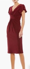 Ieena for Mac Duggal Wrap Bodice Jersey Cocktail Dress Wine Size 6