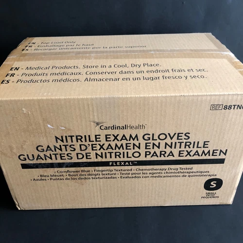 2000 Count Case - Cardinal Health Flexal Nitrile Exam Gloves Small Exp 2026
