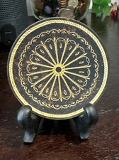 Damascene Gold Geometric Design Round Decorative Mini Plate Midas Toledo Spain