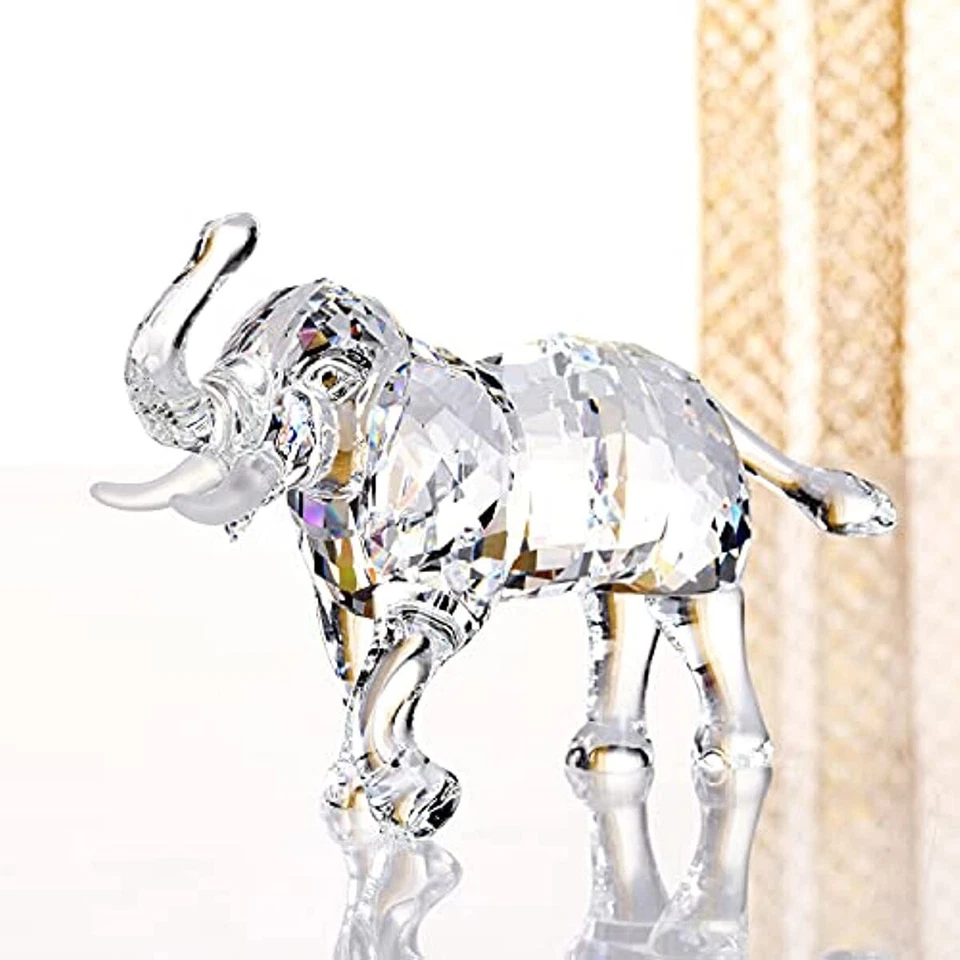 Estatuilla de elefante de la suerte de cristal colección adorno estatua decoración animal Foto 3 de 4