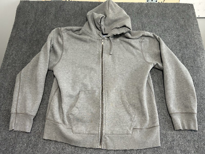 Vintage Gap Heavyweight Full Zip Gray Cotton Hoodie Mens Size 2XL Y2K Distressed