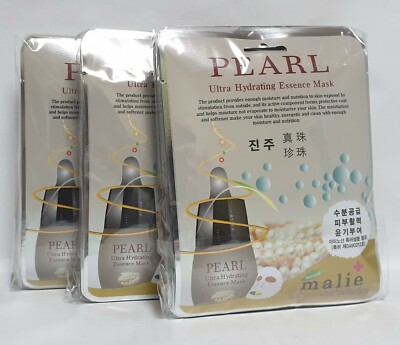 30 Stck. Malie PEARL Gesichtsmaske Packungen Blatt 0,88 Unzen Aufhellend Feuchtigkeitsspendend Kosmetik