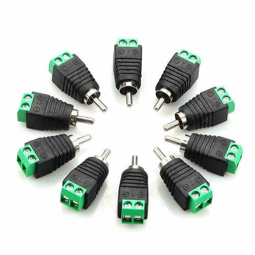 20pcs of Speaker Wire Cable to Audio RCA Male Connector Adapter Jack Plug - Afbeelding 5 van 6