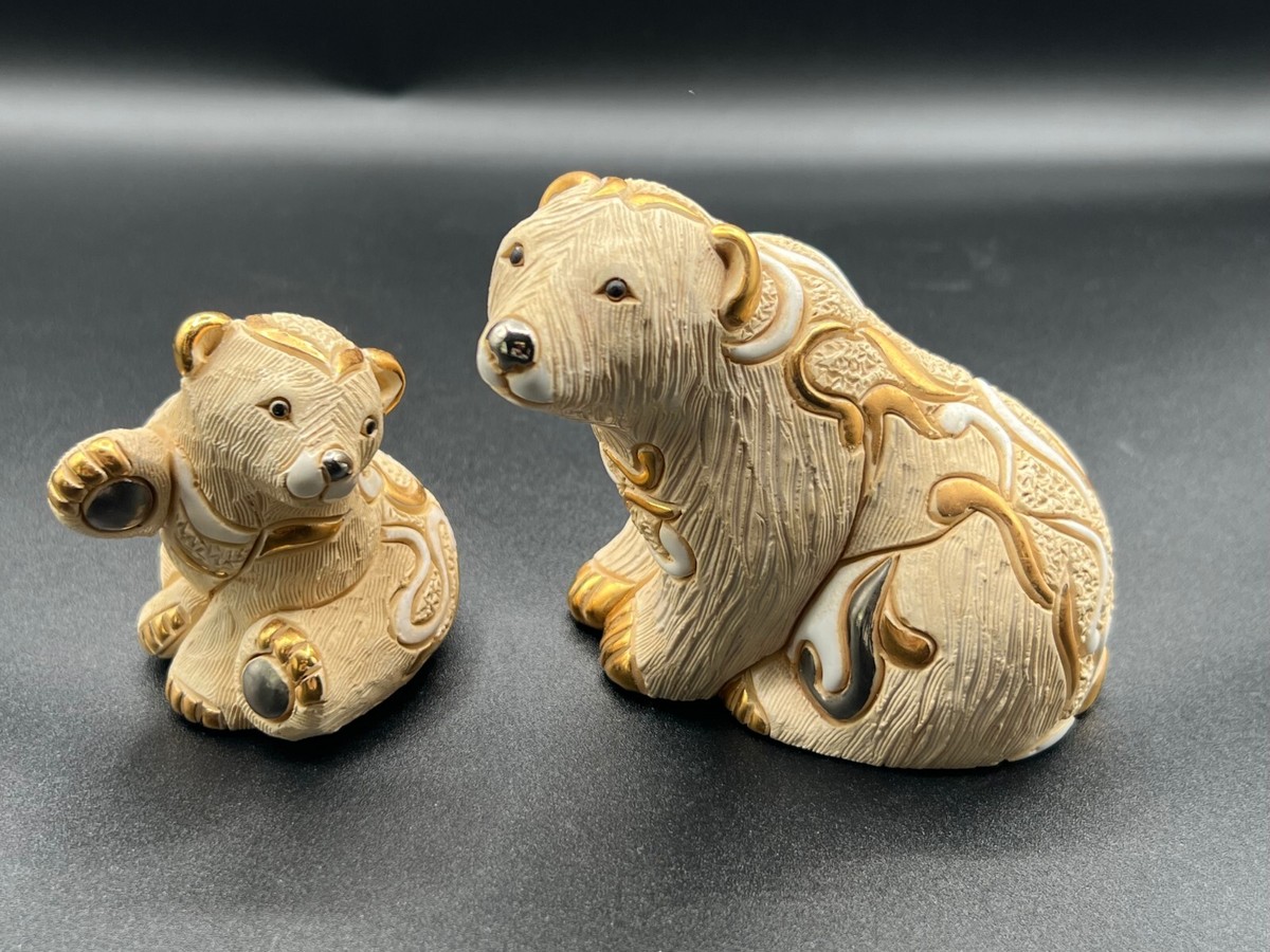 VINTAGE PAIR 2 POLAR BEAR BY DE ROSA RINCONADA FIGURINE