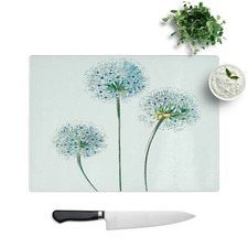 Blue Dandelion Flowers Chopping Board Glass Textured Cutting Worktop Kitchen