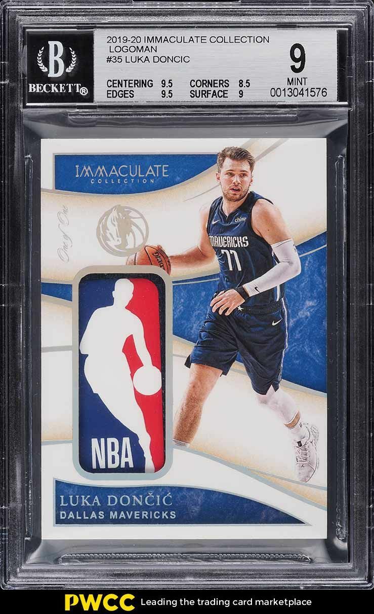 A Luka Doncic' rookie card with a patch of one of his game-worn