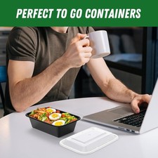 50 Pack 24 oz Meal Prep Containers with Lids Reusable Food Storage Boxes