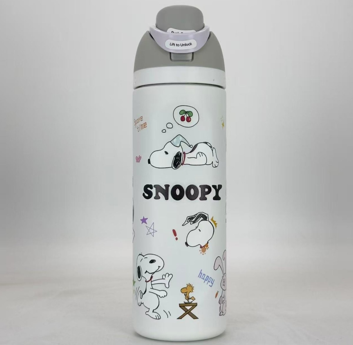 New white Snoopy Water Bottle Owala 24oz Stainless Steel Exclusive