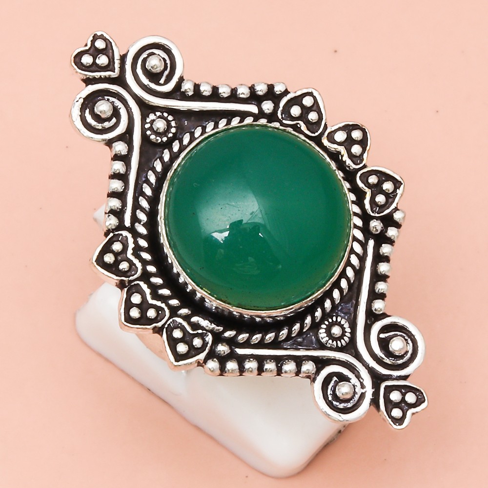 Green Onyx Gemstone Handmade Sterling Silver Jewelry 6.75 Inches