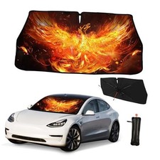 Psychedelic Phoenix Car Umbrella Sun Shade Cover Gorgeous 57"x30" Flame Bird