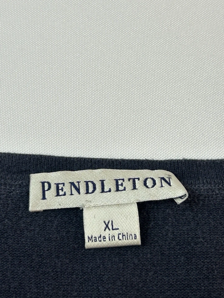 Pendleton V-Neck Sweater Womens XL Blue Cashmere Blend Cable Knit Pullover - Image 3 of 4