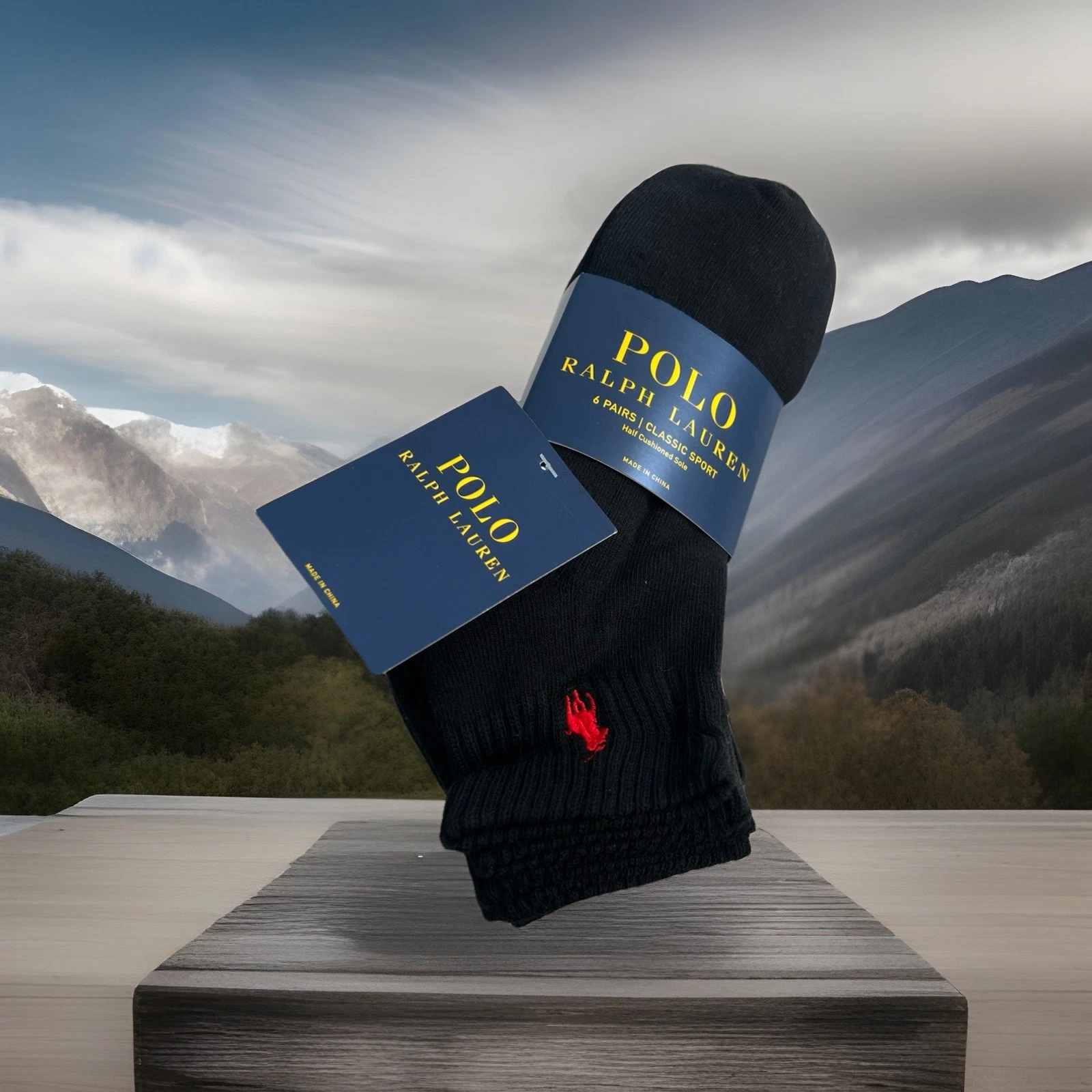Polo Ralph Lauren Classic Sport Low Cut Socks Mens Size 10-13 Black (6-Pack) NEW