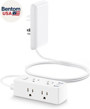 Flat Extension Cord with Outlet Cover, Flat Plug Power Strip with 6 Outlets and