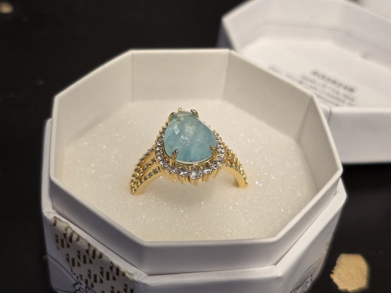 Bomb Party Resort Wear RG39249 Jewel Of The Sea, Sz 11 L C Aquamarine Gold