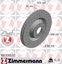 2x Bremsscheibe SPORT Z ZIMMERMANN 100.3305.52 für VW AUDI C6 A8 PHAETON A6 3D1