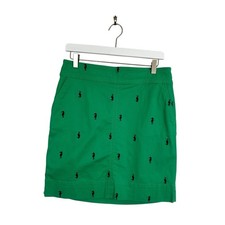 Talbots Green Pencil Skirt with Navy Seahorses Women's Size 10 Cotton Nautical