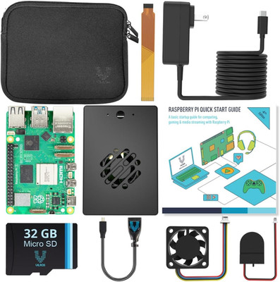 Raspberry Pi 5-4GB Starter Kit - Turbo Cooled Edition - 32GB Memory (Aluminum Bl