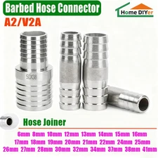 6mm~41mm Stainless Hose Joiner Barbed Connector Air Fuel Water Pipe Gas Tubing