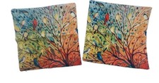 Pair of Birds Tree Square Pillow Covers 17.5" Fall Nature Artsy Hidden Zipper