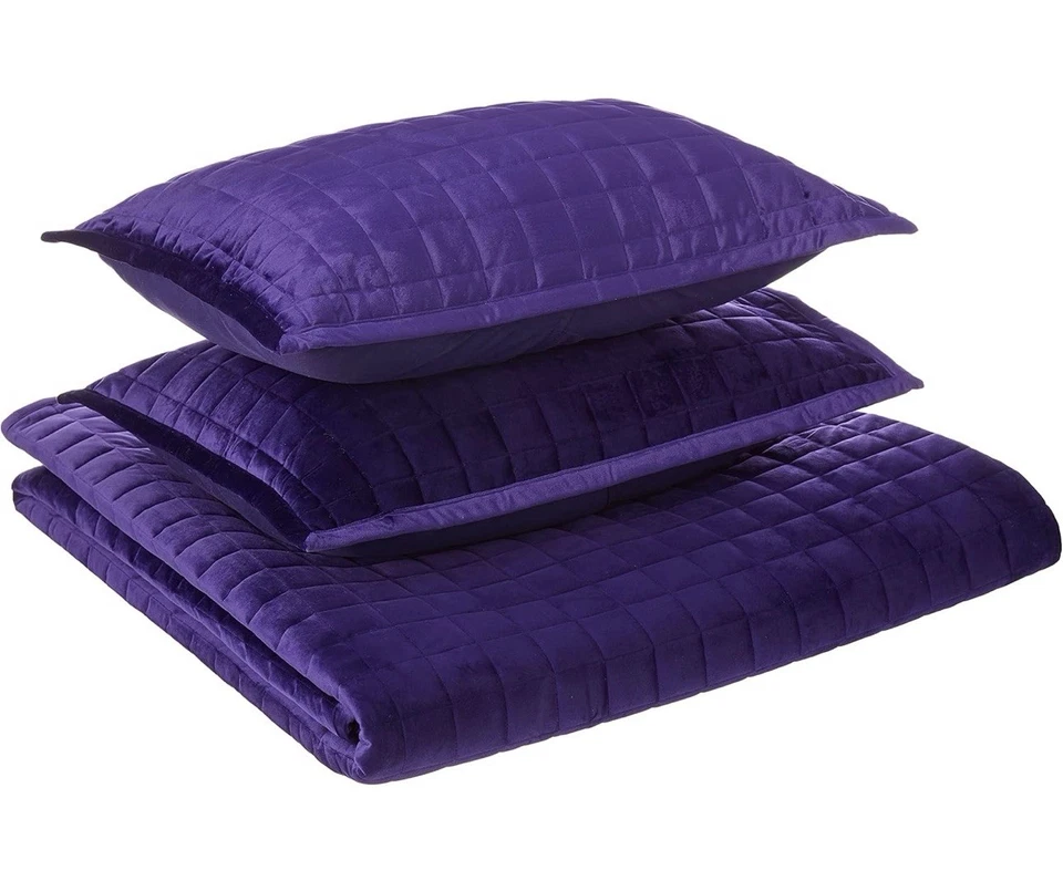 Juego de edredón de terciopelo de lujo colcha suave ligera con 2 fundas de almohada para todas las estaciones Foto 2 de 4