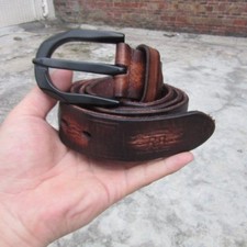 RRL Double RL Vintage Style Dark Brown Distressed Leather Belt Size 34