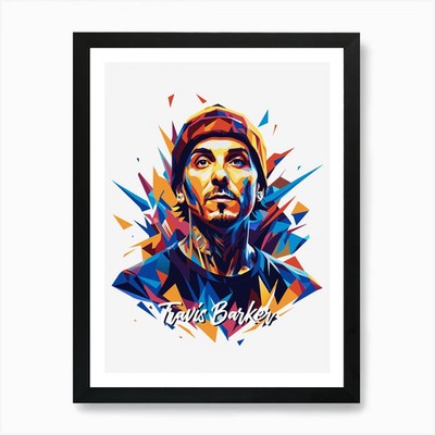 Travis Barker Blink 182 03 Portrait gerahmtes Wandbild Poster Leinwanddruck Bild