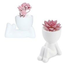 2 Pack Fake Plants Succulents Plants Artificial for Women,Office 2Pcs White