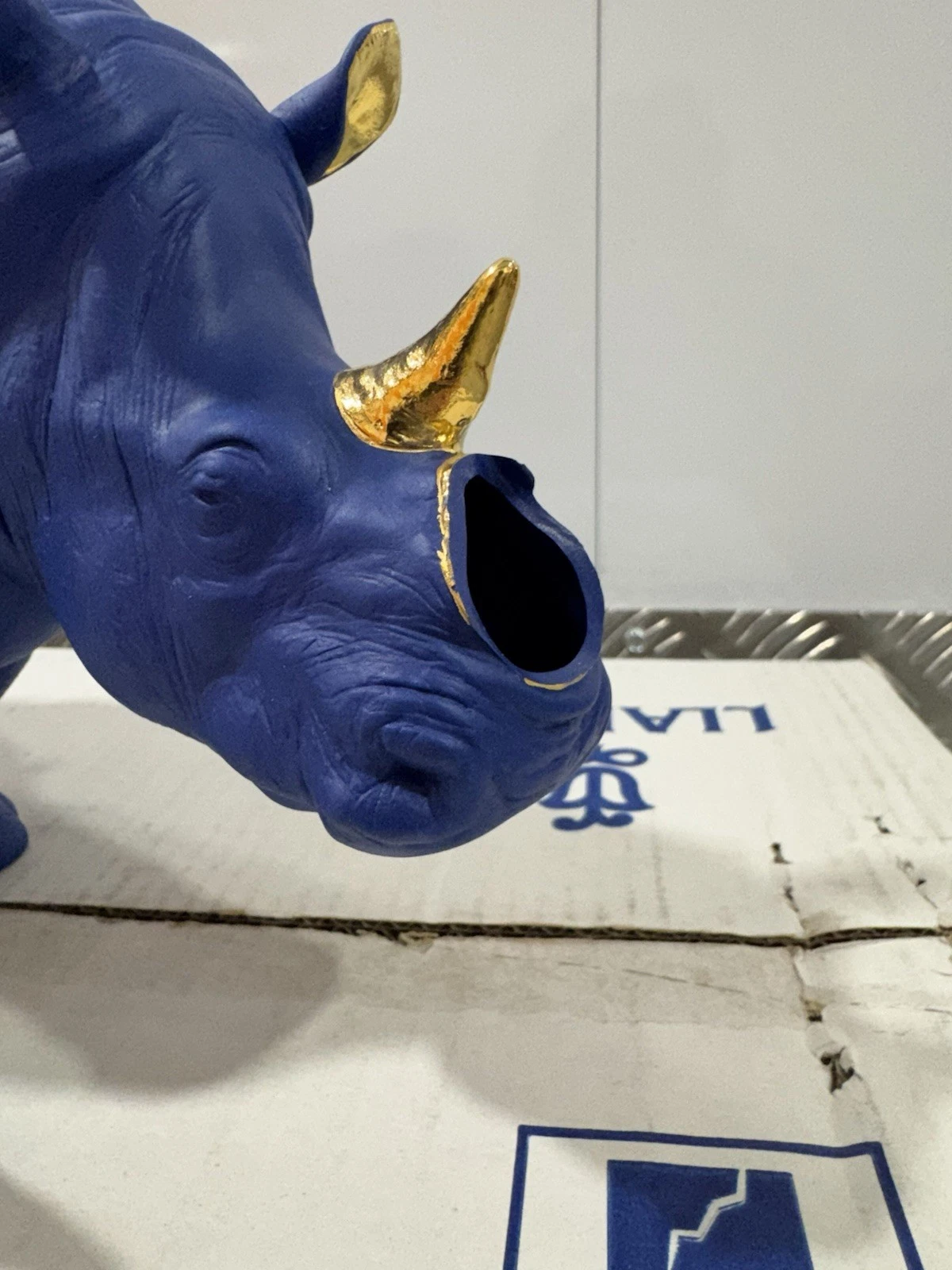 Lladro Blue Rhino Sculpture Limited Edition Broken Horn Boxed 3