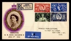 DR WHO 1953 BRITISH MOROCCO TANGIER OVPT FDC QEII CORONATION COMBO M76560