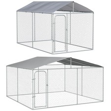 PawHut Kennel per Cani in Metallo e Tessuto Oxford e Porta con Blocco
