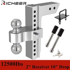 2 Receiver 10 Droprise Adjustable Tow Hitch Dual Ball Mount Trailer 12500 Lb 2 Receiver 10 Droprise Adjustable Tow Hitch Dual Ball Mount Trailer 12500 Lb