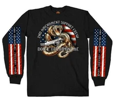 2nd Amendment Support Crew "Don't Tread On Me" Black Long Sleeve Shirt