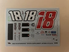 2022 Kyle Busch Interstate Batteries Supplement 1/24 Decals JWTBM Salvino’s Kit 