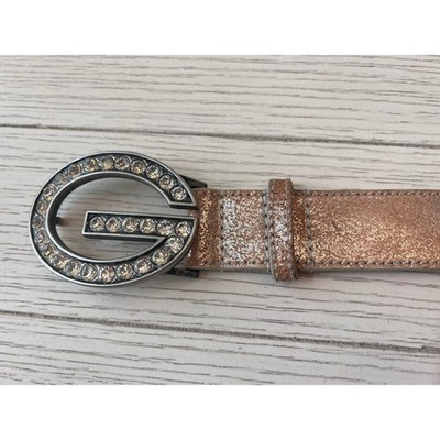 Guess small genuine leather belt w/ bling G buckle. Size S. Measures approx 38''