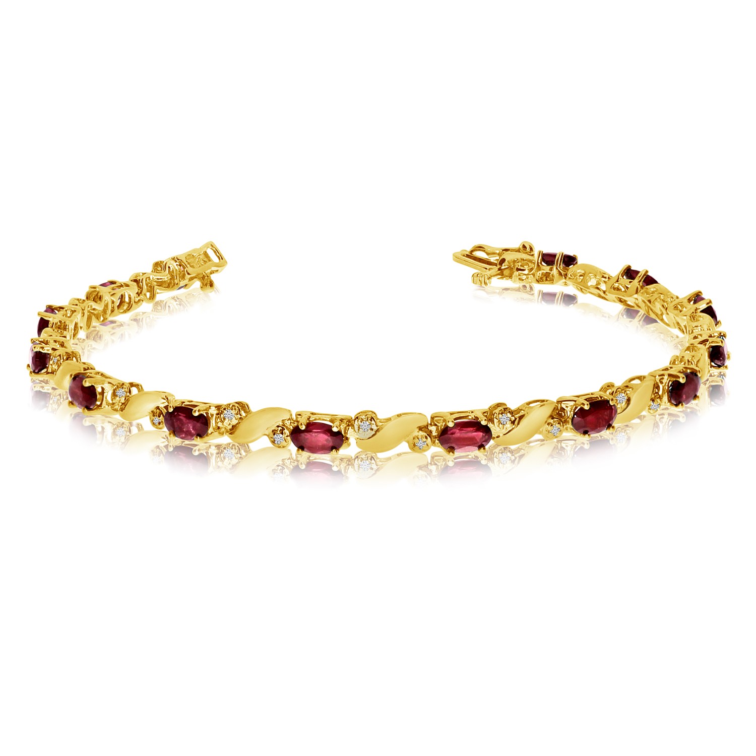 LXR 14k Gelbgold Natural Granat und Diamant Tennis Armband 299 ct 1052990₽