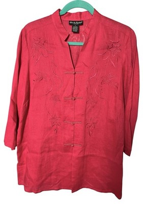 Alexandra Bartlett 100% Plus Sz 1X Embroidered 3/4 Sleeve Blouse