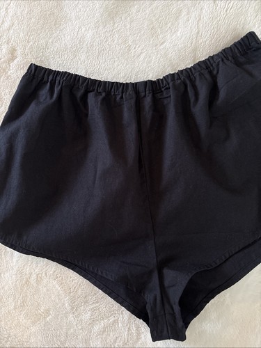 Anthropologie Shorts Linen Blend Tap Shorts Black Elastic Waist Casual Medium M - Picture 5 of 11