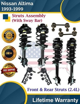 OE Front & Rear Struts W/Sway Bar For 1993-1999 Nissan Altima 2.4L Lifetime Warr