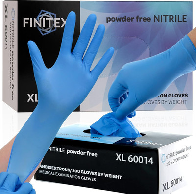 FINITEX Blue Disposable Nitrile Exam Gloves - 200 Medium (Pack of 200) 