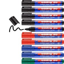 edding 30 brilliant paper marker - multi-coloured - 10 waterproof permanent mark