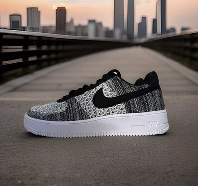 Men s Nike Air Force 1 Flyknit 2.0 Shoe-Black/Black/White/Pure Platinum