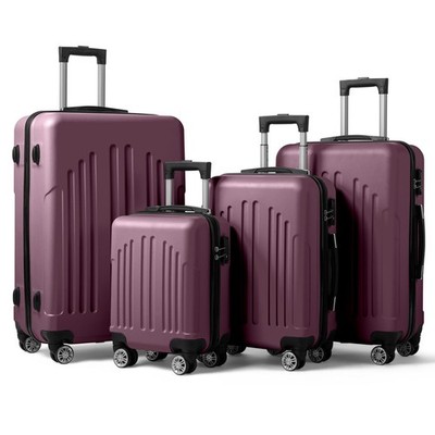  FREE SHIPPING! Set of 4 Suitcases/Luggage Violet +Silent Wheels/Casters!