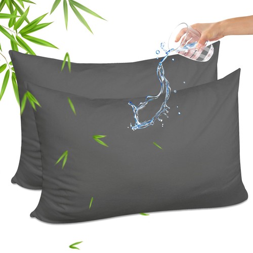Bamboo Rayon Waterproof Pillow Protector, Breathable Pillow Cover, Cooling Pi...