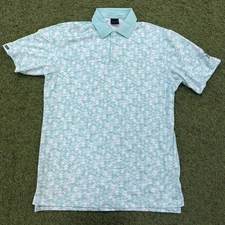 Dunning Golf Polo Stretch Teal Blue All Over Print Men’s Size Medium