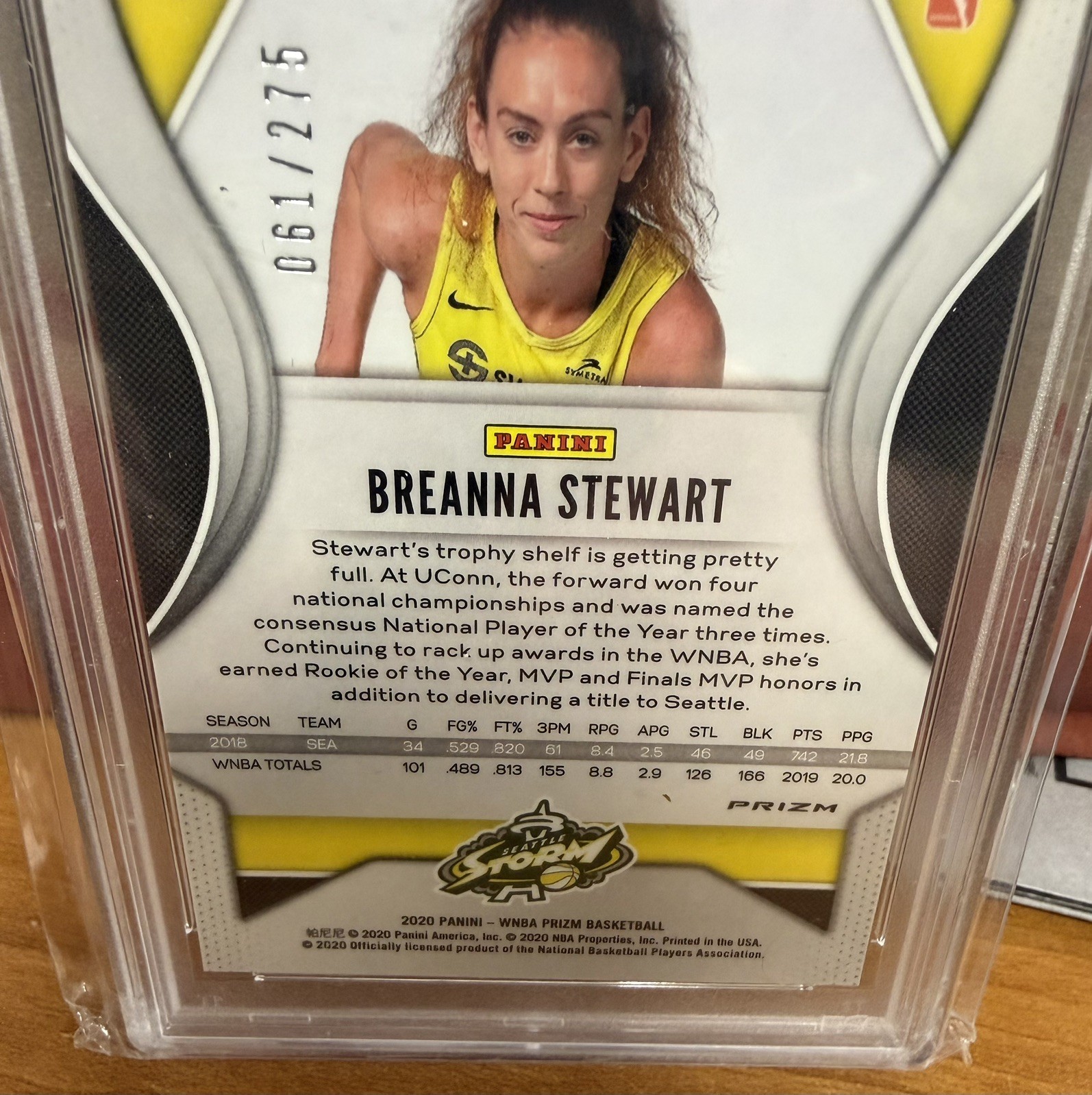 2020 WNBA Red Prizm Breanna Stewart 61/275 PSA NM-MT 8 2020 Finals MVP Champion view 5