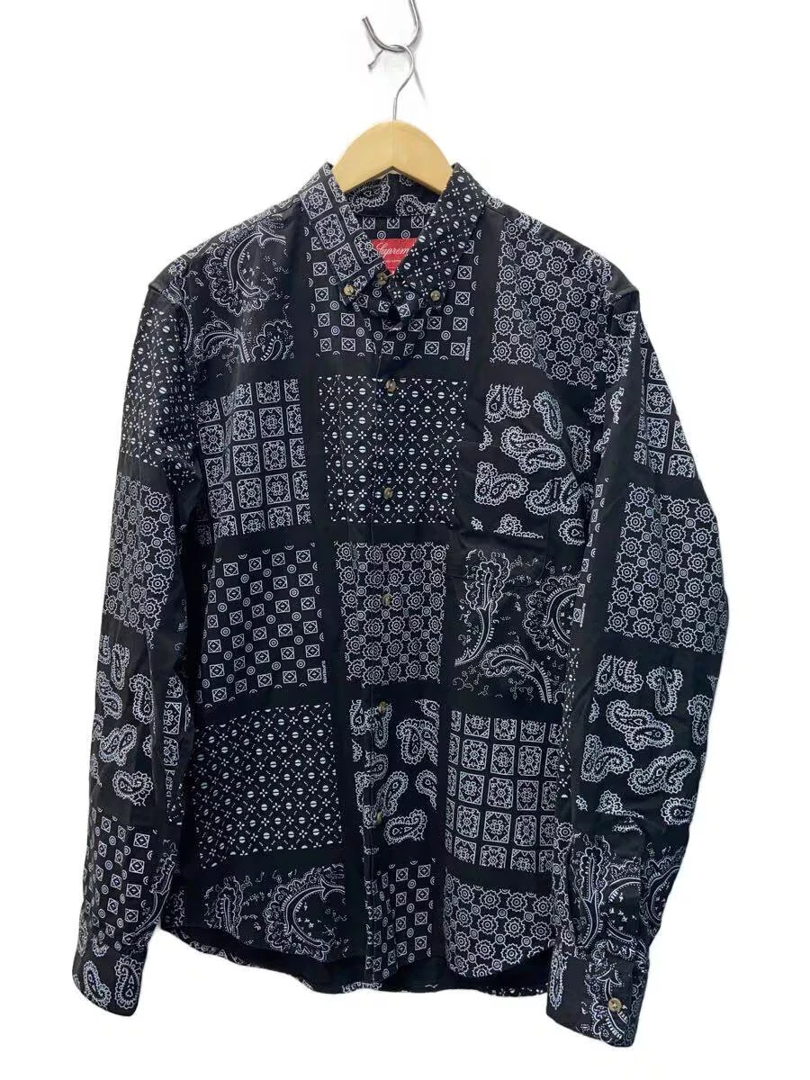 Supreme Paisley Grid Shirts  黒　Mサイズ Supreme Paisley Long Sleeve Casual Button-Down Shirts for Men for