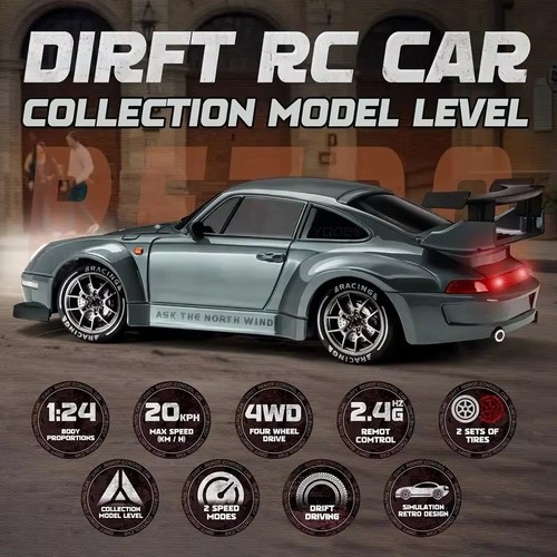 Rc Drift Car 1:24 Scale 4WD Four Wheel Drive 2.4GHz Remote Control Racing - Foto 2 di 14